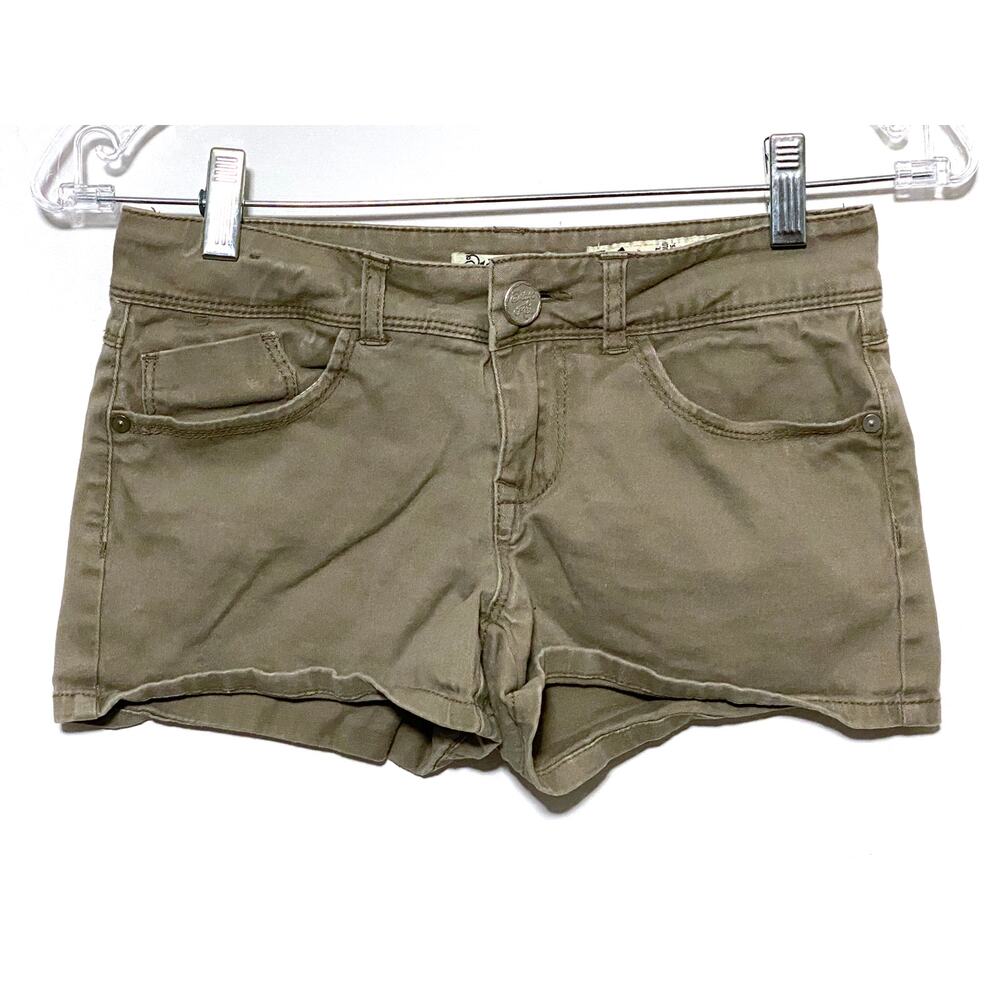 Indigo Rein Forever Jean Shorts Juniors 1 Stretch Olive Brown Y2K Summer Boho